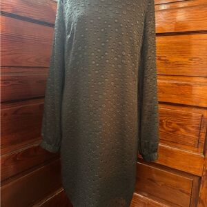 Ann Taylor Black Long Sleeve Textured Dress